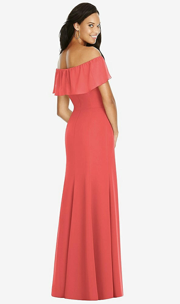 Back View - Perfect Coral Social Bridesmaids Dress 8182