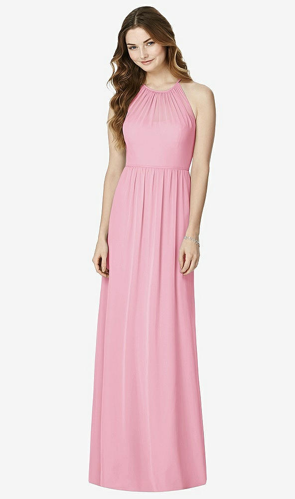 Front View - Peony Pink Bella Bridesmaids Dress BB100