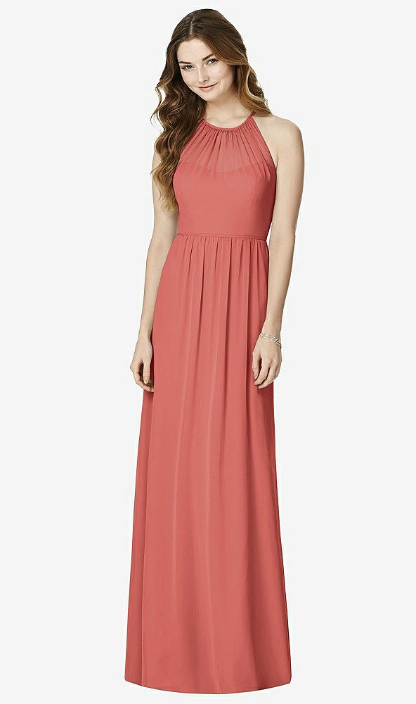 Front View - Coral Pink Bella Bridesmaids Dress BB100