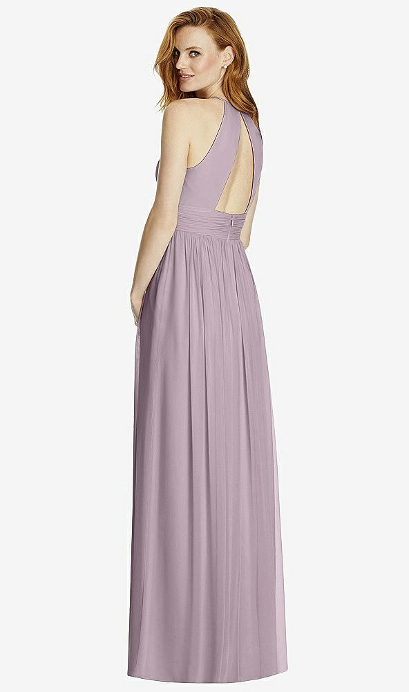 Back View - Lilac Dusk Cutout Open-Back Shirred Halter Maxi Dress