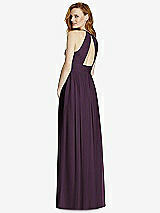 Rear View Thumbnail - Aubergine Cutout Open-Back Shirred Halter Maxi Dress