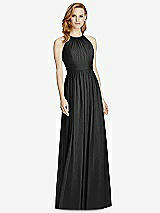 Front View Thumbnail - Black Cutout Open-Back Shirred Halter Maxi Dress