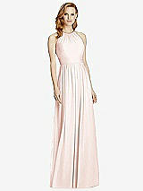 Front View Thumbnail - Blush Cutout Open-Back Shirred Halter Maxi Dress