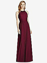 Front View Thumbnail - Cabernet Cutout Open-Back Shirred Halter Maxi Dress