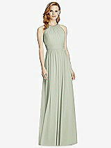 Front View Thumbnail - Celadon Cutout Open-Back Shirred Halter Maxi Dress