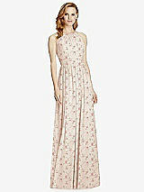 Front View Thumbnail - Coquette Floral Print Cutout Open-Back Shirred Halter Maxi Dress