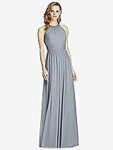 Front View Thumbnail - Platinum Cutout Open-Back Shirred Halter Maxi Dress