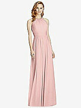 Front View Thumbnail - Rose - PANTONE Rose Quartz Cutout Open-Back Shirred Halter Maxi Dress