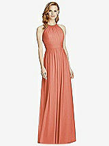 Front View Thumbnail - Terracotta Copper Cutout Open-Back Shirred Halter Maxi Dress