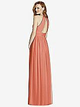 Rear View Thumbnail - Terracotta Copper Cutout Open-Back Shirred Halter Maxi Dress