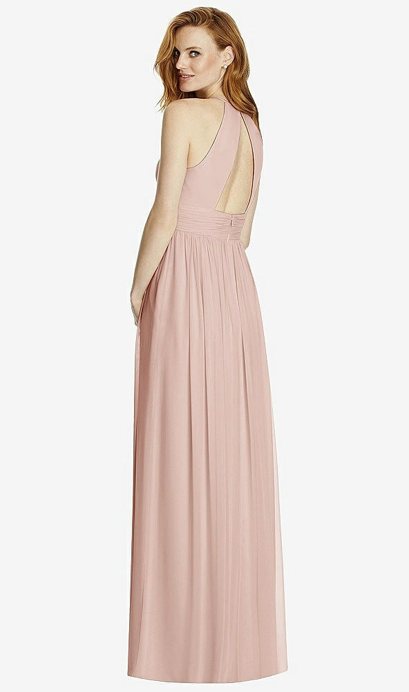 Back View - Toasted Sugar Cutout Open-Back Shirred Halter Maxi Dress