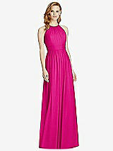 Front View Thumbnail - Think Pink Cutout Open-Back Shirred Halter Maxi Dress