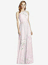 Front View Thumbnail - Watercolor Print Cutout Open-Back Shirred Halter Maxi Dress