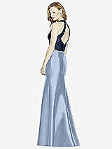 Rear View Thumbnail - Cloudy & Midnight Navy Studio Design Collection 4514 Full Length Halter V-Neck Bridesmaid Dress