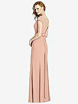 Front View Thumbnail - Pale Peach Bateau-Neck Cap Sleeve Open-Back Trumpet Gown