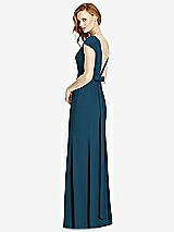 Front View Thumbnail - Atlantic Blue Bateau-Neck Cap Sleeve Open-Back Trumpet Gown