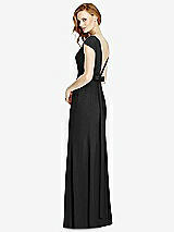 Front View Thumbnail - Black Bateau-Neck Cap Sleeve Open-Back Trumpet Gown