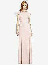 Rear View Thumbnail - Blush Bateau-Neck Cap Sleeve Open-Back Trumpet Gown