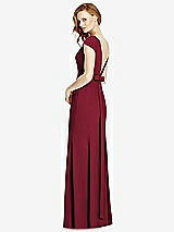 Front View Thumbnail - Burgundy Bateau-Neck Cap Sleeve Open-Back Trumpet Gown