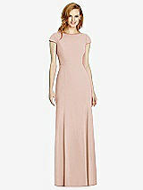 Rear View Thumbnail - Cameo Bateau-Neck Cap Sleeve Open-Back Trumpet Gown