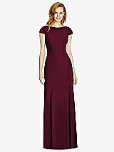 Rear View Thumbnail - Cabernet Bateau-Neck Cap Sleeve Open-Back Trumpet Gown