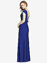 Front View Thumbnail - Cobalt Blue Bateau-Neck Cap Sleeve Open-Back Trumpet Gown