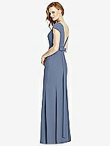 Front View Thumbnail - Larkspur Blue Bateau-Neck Cap Sleeve Open-Back Trumpet Gown