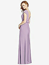 Front View Thumbnail - Pale Purple Bateau-Neck Cap Sleeve Open-Back Trumpet Gown