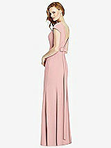 Front View Thumbnail - Rose - PANTONE Rose Quartz Bateau-Neck Cap Sleeve Open-Back Trumpet Gown