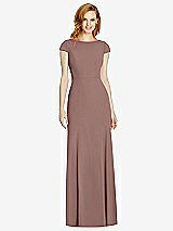 Rear View Thumbnail - Sienna Bateau-Neck Cap Sleeve Open-Back Trumpet Gown