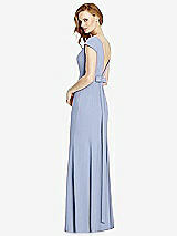 Front View Thumbnail - Sky Blue Bateau-Neck Cap Sleeve Open-Back Trumpet Gown