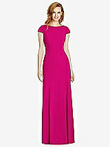 Rear View Thumbnail - Think Pink Bateau-Neck Cap Sleeve Open-Back Trumpet Gown