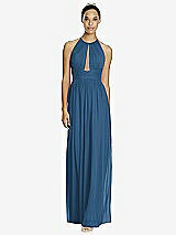 Front View Thumbnail - Dusk Blue & Dark Nude Studio Design Bridesmaid Dress 4518