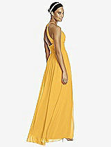 Rear View Thumbnail - NYC Yellow & Dark Nude Studio Design Bridesmaid Dress 4518