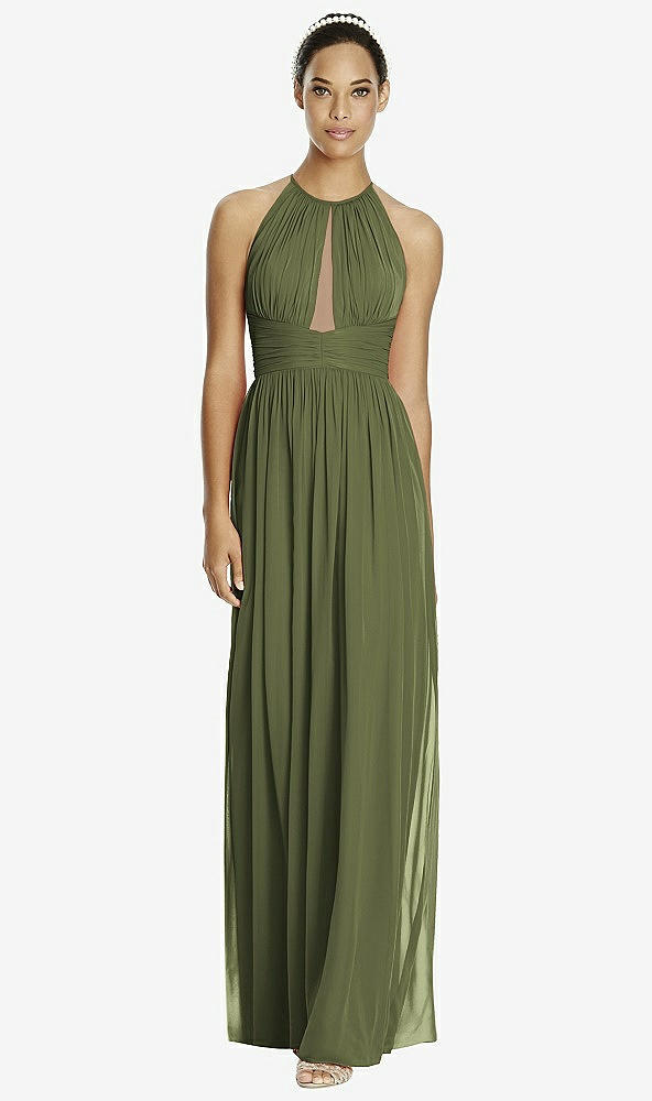 Front View - Olive Green & Dark Nude Studio Design Bridesmaid Dress 4518