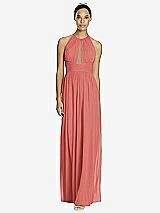 Front View Thumbnail - Coral Pink & Dark Nude Studio Design Bridesmaid Dress 4518