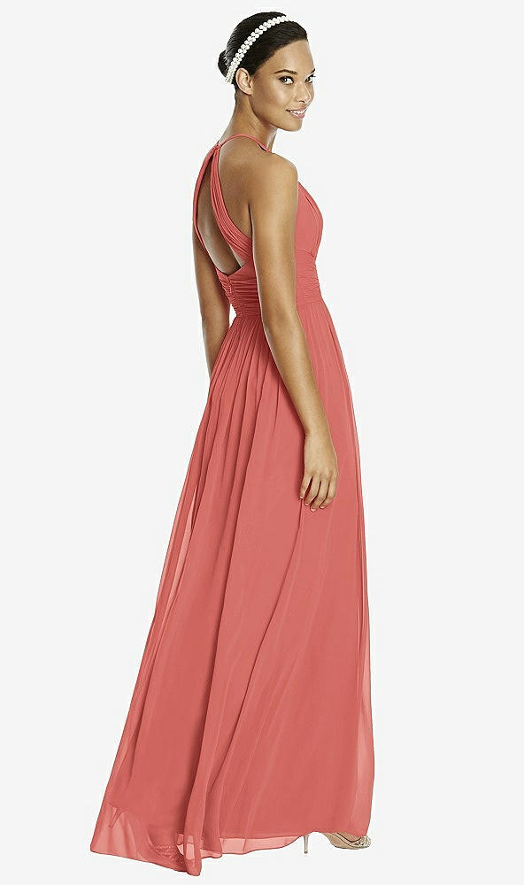 Back View - Coral Pink & Dark Nude Studio Design Bridesmaid Dress 4518