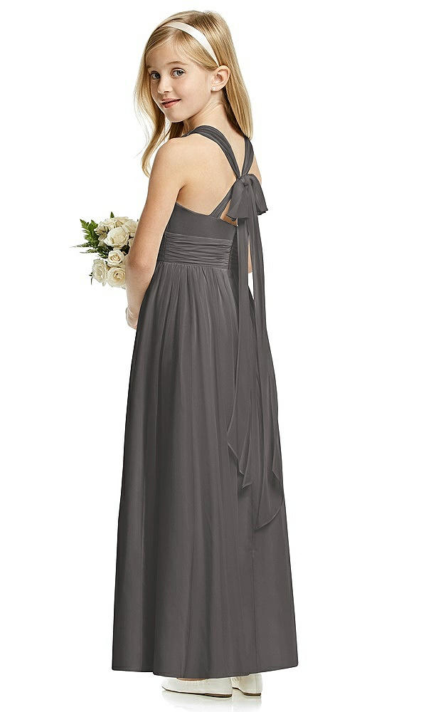 Back View - Caviar Gray Flower Girl Dress FL4054