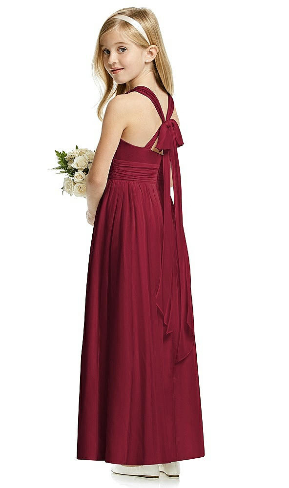 Back View - Burgundy Flower Girl Dress FL4054