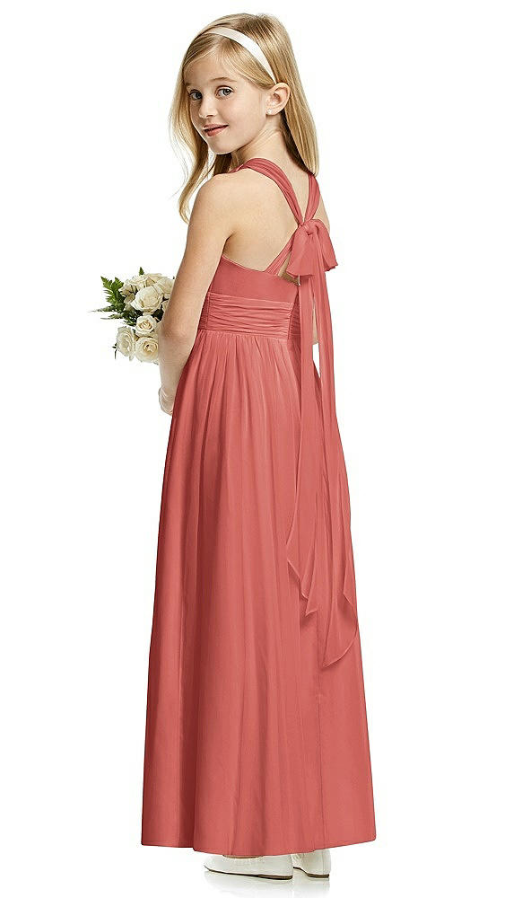 Back View - Coral Pink Flower Girl Dress FL4054