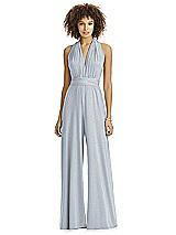 Alt View 1 Thumbnail - Platinum Silver Twist Wrap Shimmer Jumpsuit