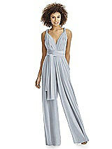 Alt View 2 Thumbnail - Platinum Silver Twist Wrap Shimmer Jumpsuit