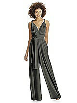 Alt View 2 Thumbnail - Black Gold Twist Wrap Shimmer Jumpsuit