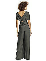 Alt View 4 Thumbnail - Black Gold Twist Wrap Shimmer Jumpsuit