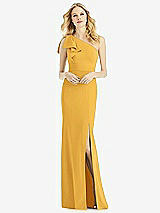 Alt View 1 Thumbnail - NYC Yellow Bowed One-Shoulder Trumpet Gown