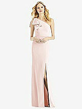 Alt View 1 Thumbnail - Blush Bowed One-Shoulder Trumpet Gown