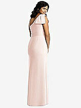 Rear View Thumbnail - Blush Bowed One-Shoulder Trumpet Gown