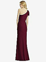 Alt View 2 Thumbnail - Cabernet Bowed One-Shoulder Trumpet Gown