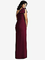 Rear View Thumbnail - Cabernet Bowed One-Shoulder Trumpet Gown