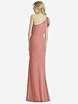 Alt View 2 Thumbnail - Desert Rose Bowed One-Shoulder Trumpet Gown